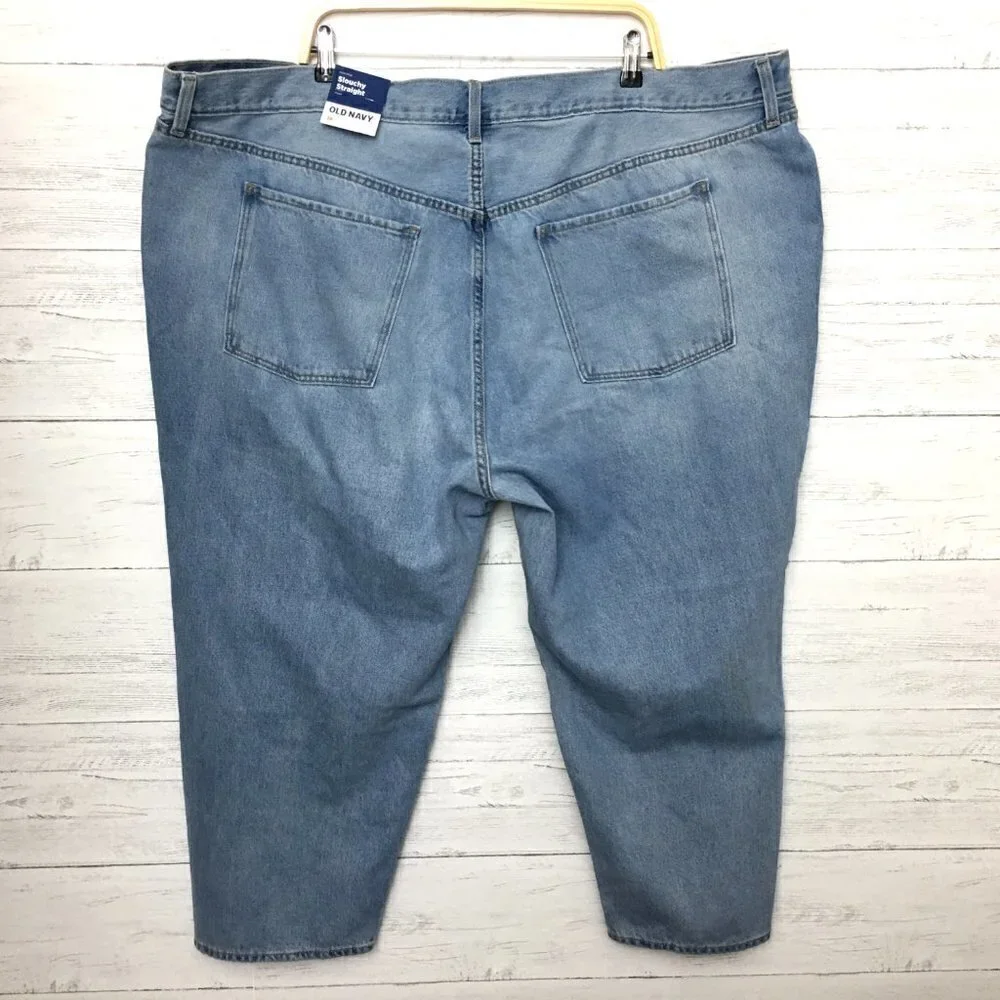 NEW Old Navy Women's Jeans Slouchy Straight Leg Crop Distressed Light Wash 26